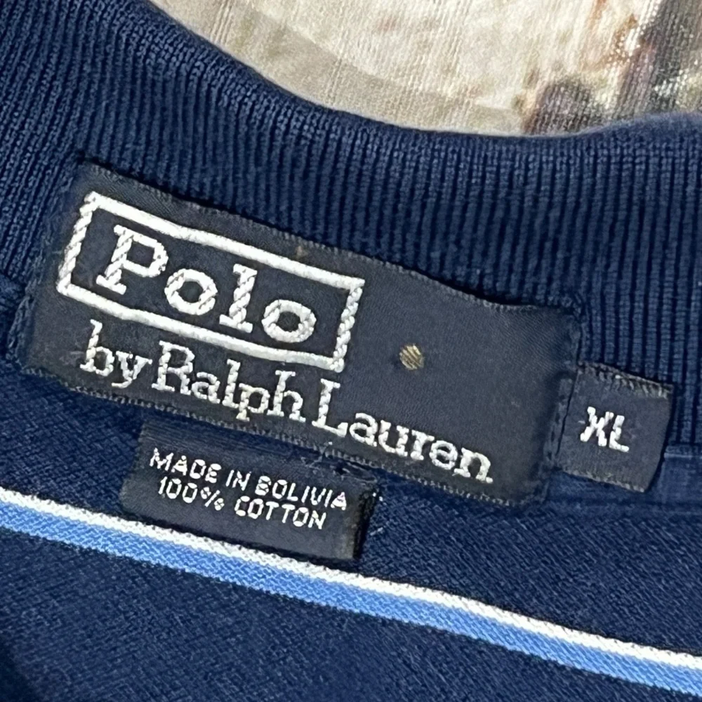 Polo Ralph Lauren Blue Striped Mens Preppy Tennis Golf Short Sleeve Shirt